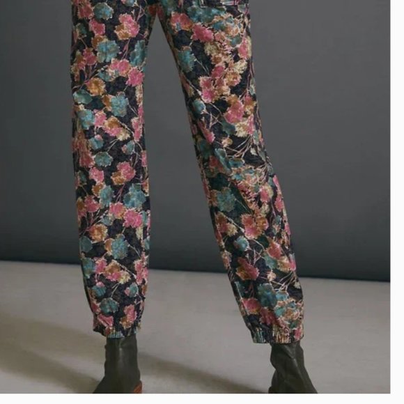 ⭐️ Anisa Floral Cargo Boho Peasant Hipster Hippie Art Farm Corduroy Jogger Pants - Picture 6 of 7